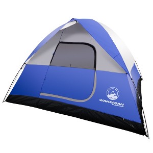 6-Person Family Camping Tent – Rebel Bay Water-Resistant Dome Shelter with Removable Rain Fly and Carry Bag – Camping Gear by Wakeman Outdoors (Blue) - 1 of 4