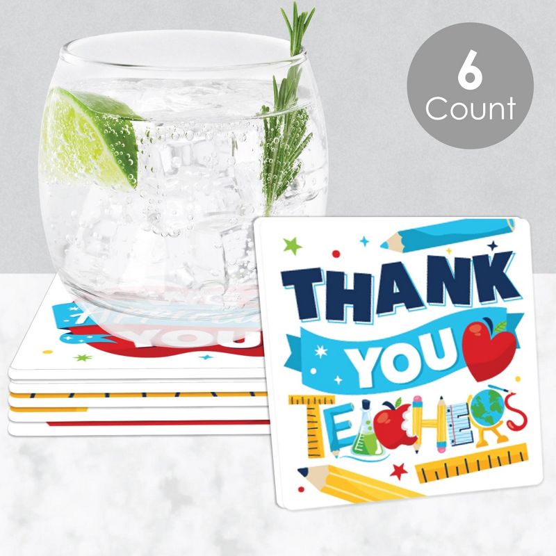 Big Dot of Happiness Thank You Teachers - Teacher Appreciation Decorations - Drink Coasters - Set of 6, 2 of 9
