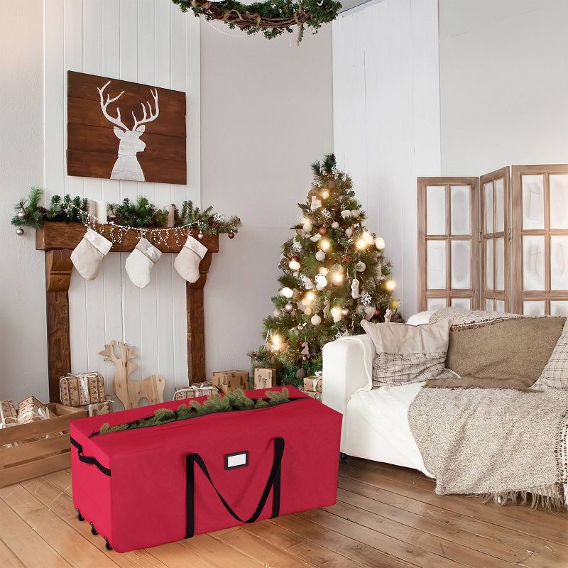 Elf Stor Elf Stor Premium Red Rolling Christmas Tree Storage Duffel Bag for 9&#39; Disassembled Tree, 4 of 5