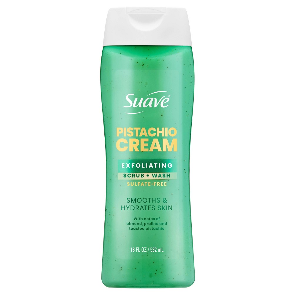 Photos - Shower Gel Suave Exfoliating Sulfate-Free Hydrating Body Wash and Scrub - Pistachio Cream - 18 fl oz