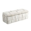 Alilang 43.70 inch Upholstered Woven Storage Bench with Soft Tufted Design-Beige - 3 of 4