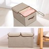 Aoibox Large Linen Fabric Foldable Storage Bin with Lid and Handles Khaki Dual Compartment Organizer for Closet Home - 4 of 4