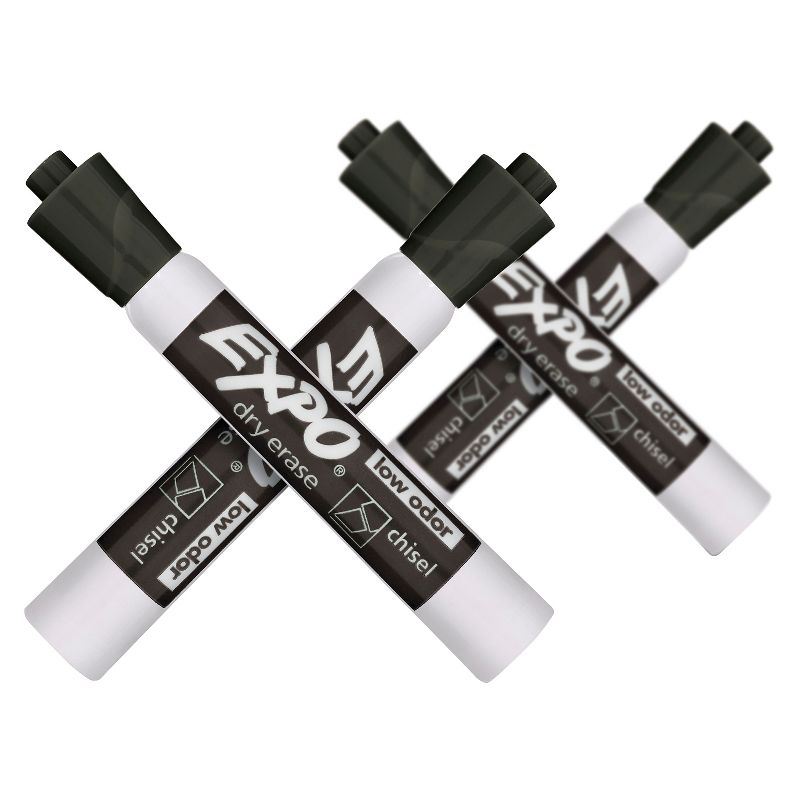 Expo 4pk Dry Erase Markers Chisel Tip Black, 3 of 12