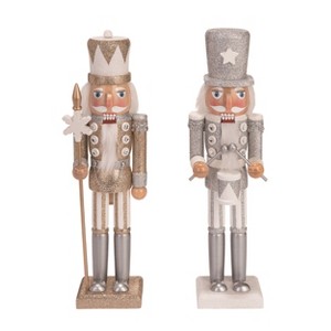 Transpac Wood Whimsical Nutcracker Decor Set of 2 Christmas Home Decorations - 1 of 1