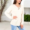 Anna-Kaci Women's Waffle Knit Button-Accent Top with V-Neck - 4 of 4