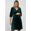 Pinkblush Green Velvet Wrap Front Babydoll Maternity Dress - 4 of 4