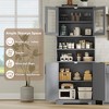 67 Inch Tall Bathroom Cabinet - Freestanding Storage Cabinet with Glass Doors, Adjustable Shelves, Modern Cupboard for Kitchen, Pantry, Living Room - 3 of 4