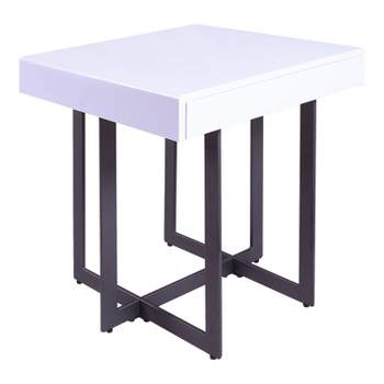 Neyo 22" Square Mdf End Table with Drawer White - miBasics