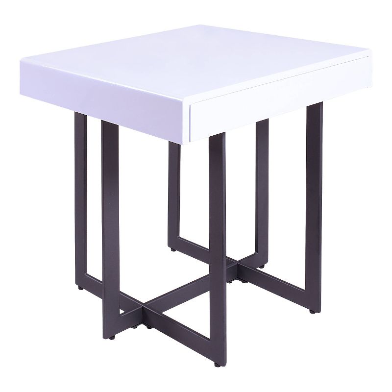 Neyo 22&#34; Square Mdf End Table with Drawer White - miBasics, 1 of 13