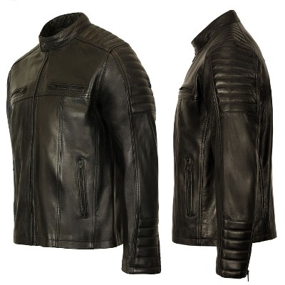 Мужские куртки GIOBERTI Men's Stand Collar Motorcycle Leather Bomber Jacket, Black, S — фото 5