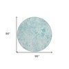 Aqua Teal Blue And Ivory Floral Washable Indoor Outdoor Area Rug - 3 of 4
