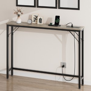 5.9" Narrow Sofa Table with Outlets, Skinny Console Table with Storage, Slim Behind Couch Table for Living Room, Entryway, Hallway, Foyer - 1 of 4