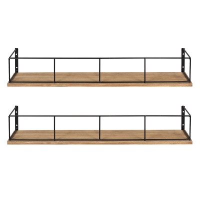 24 X 9 Ozias Shelf With Hooks Rustic Brown/black - Kate & Laurel All  Things Decor : Target