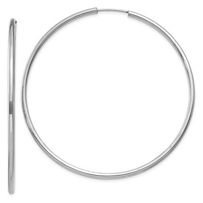 Black Bow Jewelry 2mm x 60mm 14k White Gold Polished Round Endless Hoop Earrings