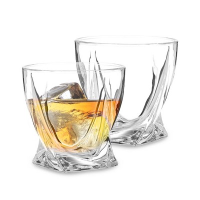 Berkware Sophisticated Lowball Whiskey Glasses With Modern Twisted Base ...