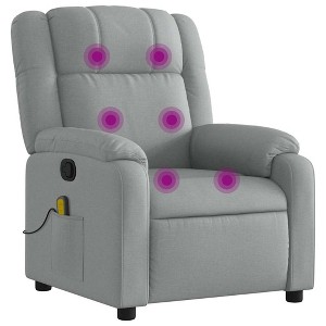 vidaXL Light Gray Fabric Massage Recliner Chair - Adjustable Vibrating Lounge Seating with Side Pocket and Sturdy Frame for Living Room/Office - 1 of 4