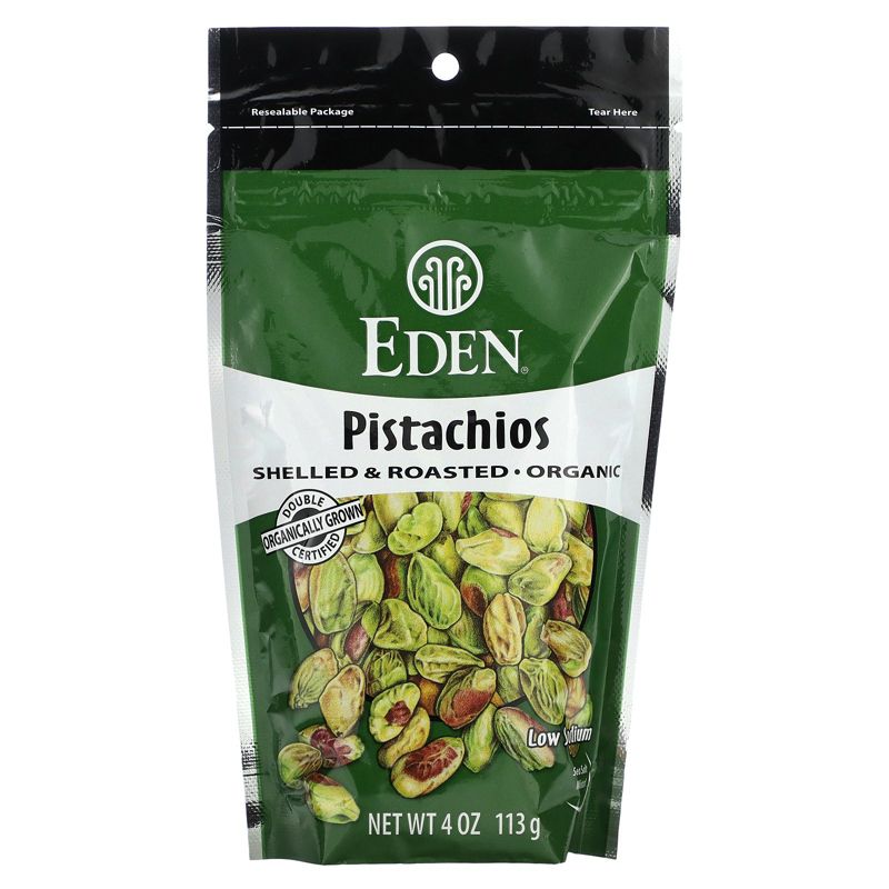 Eden Foods Organic, Pistachios, Shelled & Roasted, Sea Salt Misted, 4 oz (113 g), 1 of 3