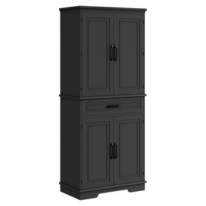 72 Inch Tall Pantry Cabinet, Farmhouse Kitchen Storage Cabinet with Drawer, 4 Adjustable Shelves, 6 Door Shelves, Kitchen Pantry for Dining Room - 1 of 4