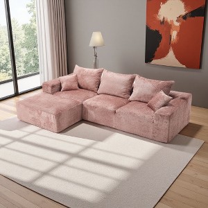 108" Chenille L-Shaped Sectional Sofa with Deep Seating & Removable Pillows - 1 of 4