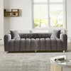 GDFStudio Ovando 87.4'' Modern Velvet Fabric 3-Seater Sofa with Metal Legs and 2 Pillows - 2 of 4