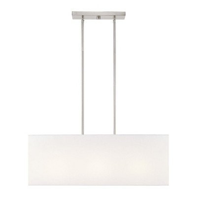 Summit Brushed Nickel 3-Light Linear Chandelier with Off-White Shade