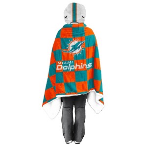 NFL Miami Dolphins Youth Bloncho Faux Shearling Wearable Blanket - 1 of 2