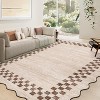 Scalloped Washable Rug, Modern Geometric Low-Pile Carpet, Non-Slip, Stain-Resistant Floor Mat for Living Room, Bedroom, Dining - 2 of 4