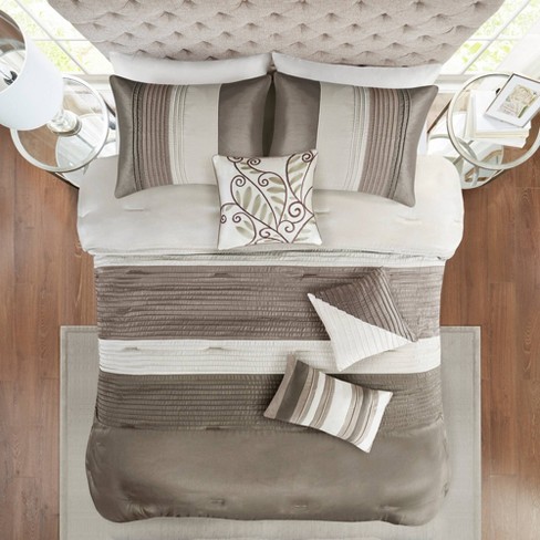 Madison Park 7pc Queen Salem Comforter Set Khaki : Target