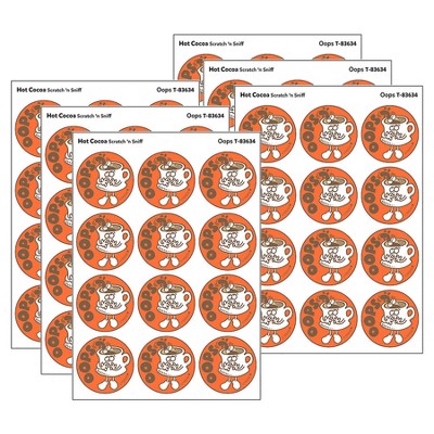 TREND Oops/Hot Cocoa Scent Retro Scratch 'n Sniff Stinky Stickers®, 24 Per Pack, 6 Packs