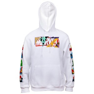 Mens Marvel Brand Collage Text Hoodie With Character Block Sleeve Prints - 1 of 4