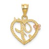 Black Bow Jewelry 14k Two Tone Gold Grace Collection 15mm Heart Initial F Pendant - 3 of 4