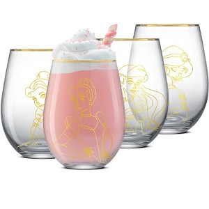 Disney Princess Sketch Stemless Drinking Glasses - 19 oz - Set of 4 - 1 of 4