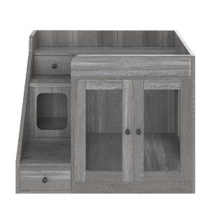 Whisen Multifunctional Cat Litter Box & Cat Bed House & Side Table with 3 Side Stairs, 2 Storage Drawers - 1 of 4