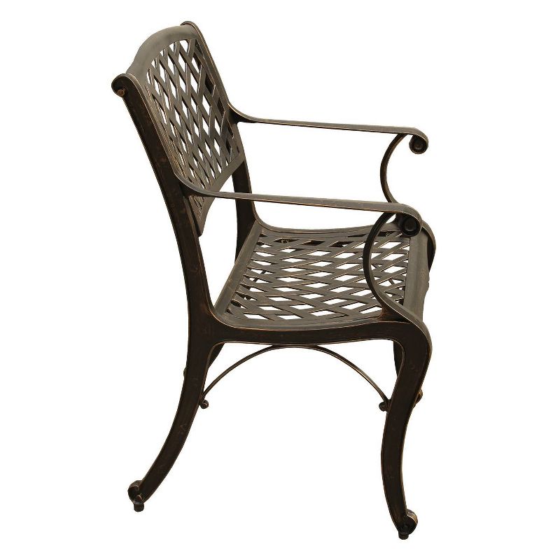 Modern Outdoor Mesh Lattice Aluminum Dining Chair - Bronze - Oakland Living, 4 of 10