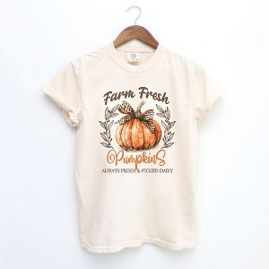Simply Sage Market Women's Coquette Farm Fresh Pumpkin Short Sleeve Garment Dyed Tee - 1 of 4