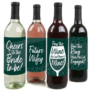 Big Dot of Happiness Emerald Elegantly Simple - Wedding or Bridal Shower Guest Party Favors Decorations  - Wine Bottle Label Stickers - Set of 4 - 1 of 4