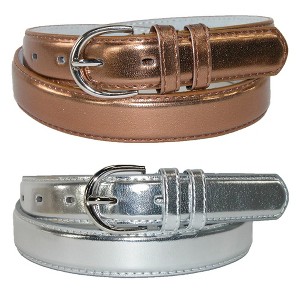 CTM Women's Leather Metallic Dress Belt (Pack of 2 Colors) - 1 of 4