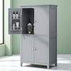 4-Door Storage Cabinet with Adjustable Shelves, MDF Frame, Anti-Tipping Design, and Easy Assembly for Bathroom, Office, or Living Room - 3 of 4