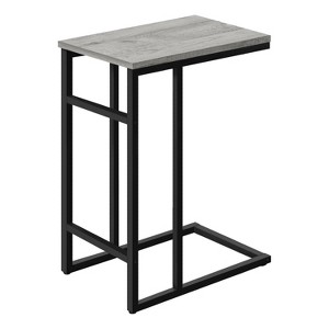 Monarch Specialties Accent Table C-Shaped End Side Snack Living Room Bedroom Metal Laminate Grey Black Contemporary Modern - 1 of 4