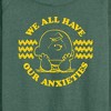 Women's - Peanuts - We All Have Our Anxieties Lightweight French Terry Wide Neck Long Sleeve Shirt - 2 of 4