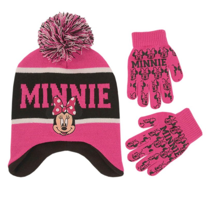 Disney Minnie Mouse Hat & Glove Cold Weather Set, Little Girls Age 4-7, 1 of 5