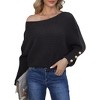 Women's Oversized Batwing Sleeve Sweater Button Detail Boat Neck Knit Pullover - 2 of 4