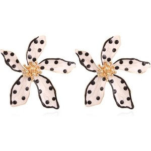 Flower Stud Earrings Polka Dot Flower Floral Earrings Cute Polka Dot Pattern Elegant Dangle Earrings for Women - 1 of 4
