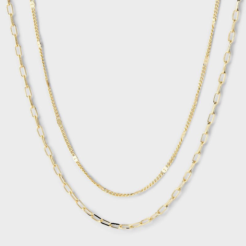 14K Gold Plated Flat Link Chain Multi-strand Necklace - A New Day™