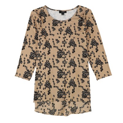 Alfani Womens Printed Woven-Back Knit Pullover Blouse