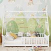 Whisen Twin House Bed with Light, Low Floor House Bed with Fence and Roof, Safety Design - 2 of 4