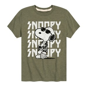 Boys' - Peanuts - Snoopy Rock Name Repeat Short Sleeve Graphic T-Shirt - 1 of 4