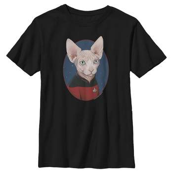 Boy's Star Trek: The Next Generation Captain Jean Luc Picard Cat T-Shirt