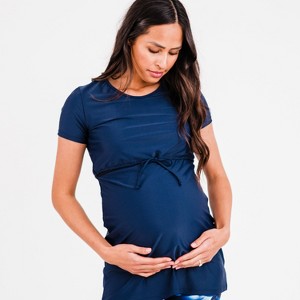 Calypsa Women's Plus Size Nikki Nursing and Maternity UPF 50+ Short Sleeve Swim Tunic - 1 of 4