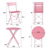 Bistro Table and Chairs Set, 3 Piece Foldable Patio Furniture Set, Outdoor & Indoor Bistro Set for Patio Balcony Porch Poolside, 2 Chairs and 1 Table - 2 of 4
